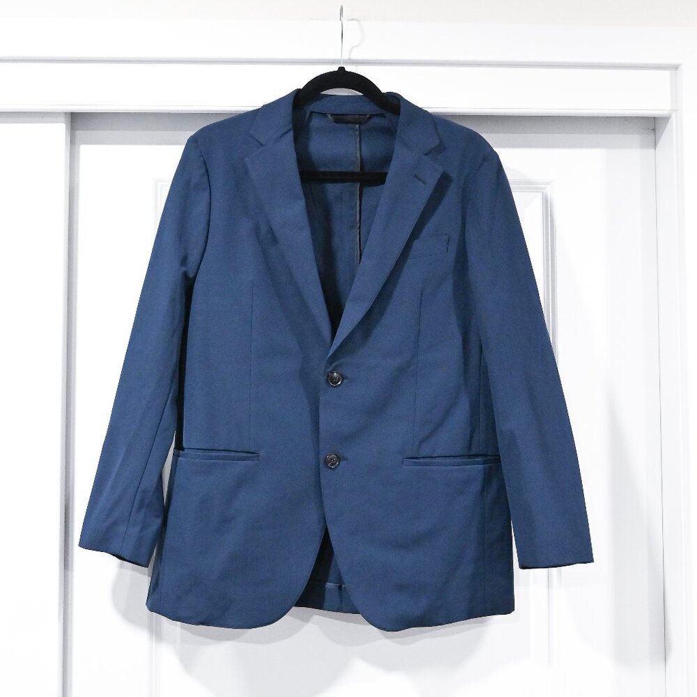 Sene Men's Size Medium 100% Polyester Blue Travel Blazer